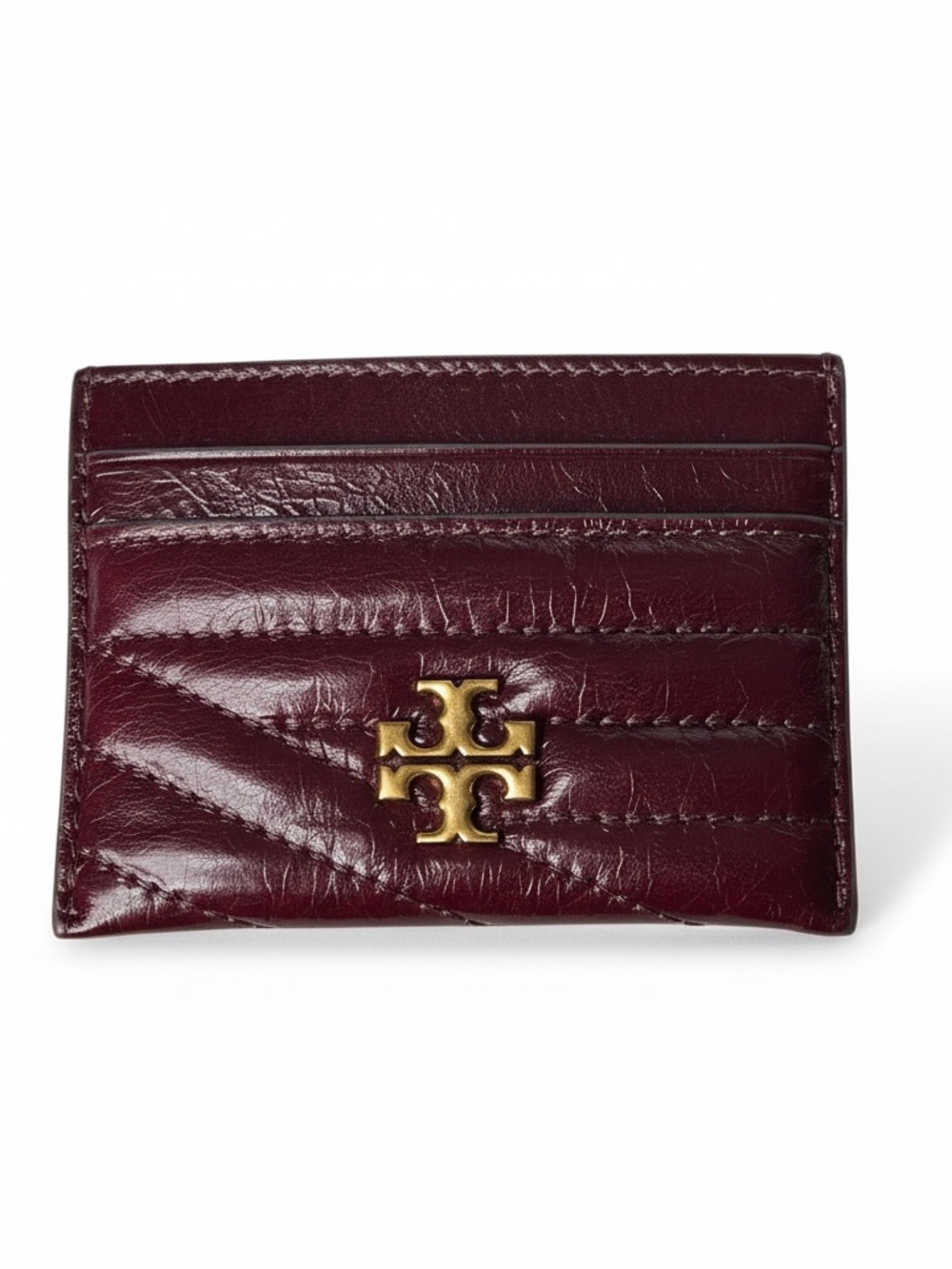 TOR BURCH Kira Chevron Glazed Leather Card Case - Fig - Picture 2 of 4
